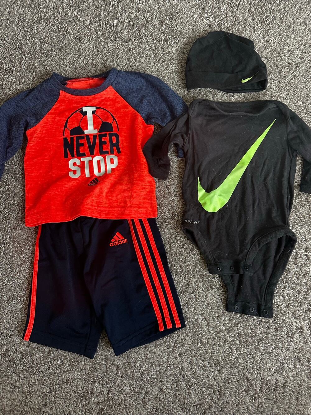 Baby Boys Size 0-3M Nike & Adidas 4-Piece Athletic Set Outfit Lot